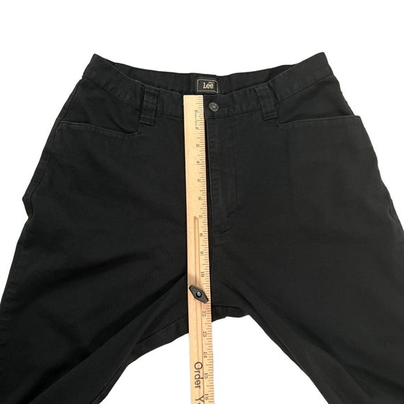 LEE JEANS Women's 12 Petite Denim Cotton Stretch Notched Zippers Pockets Black - Picture 5 of 12